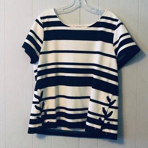Striped Blouse with faux lace up sides.